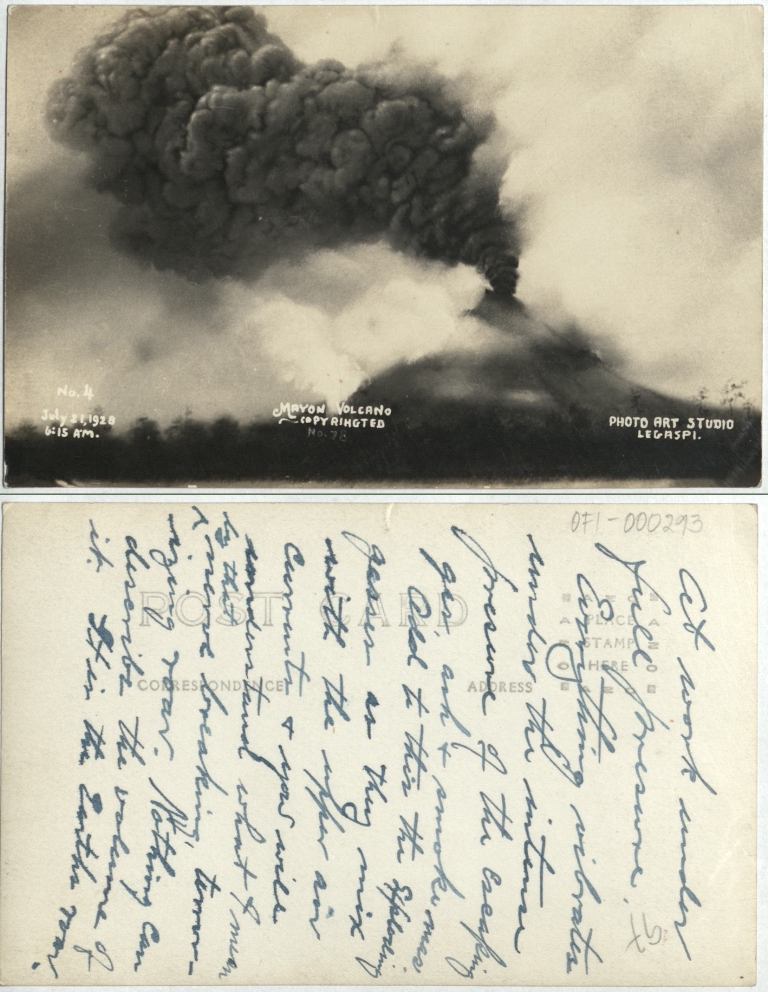 Mayon Volcano. July 21, 1928, 6:15 a.m.