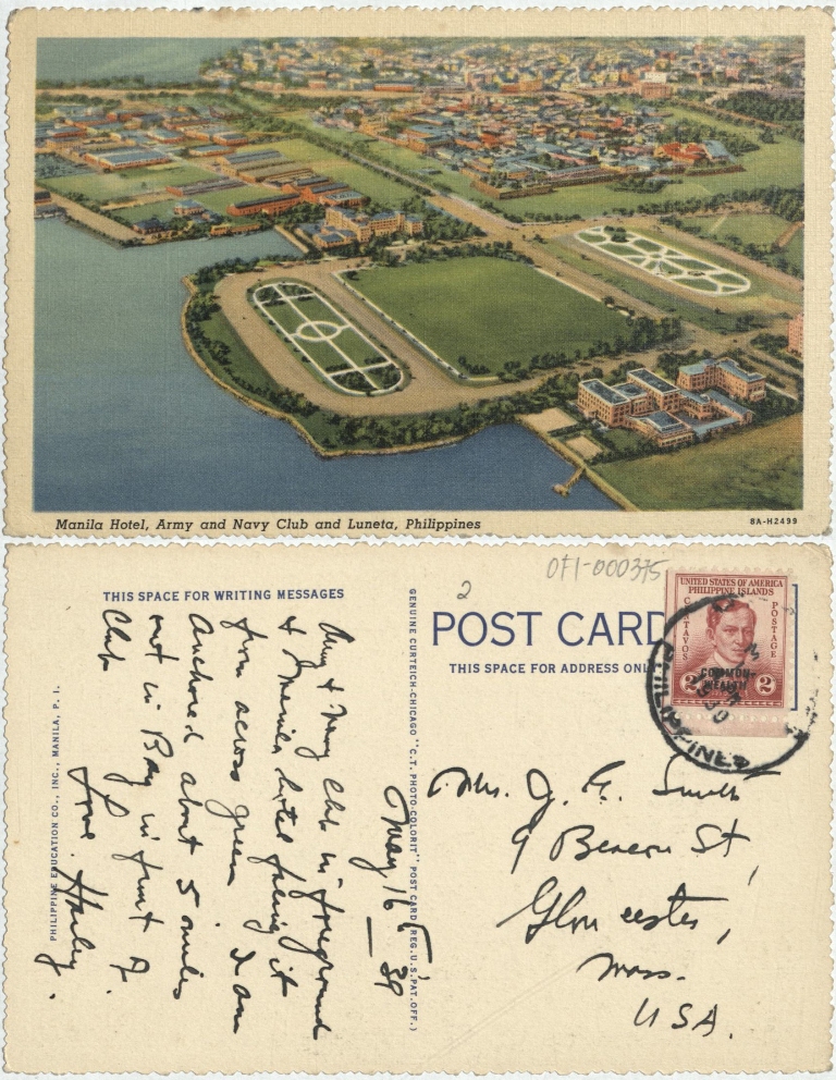 Manila Hotel, Army and Navy Club and Luneta, Philippines.