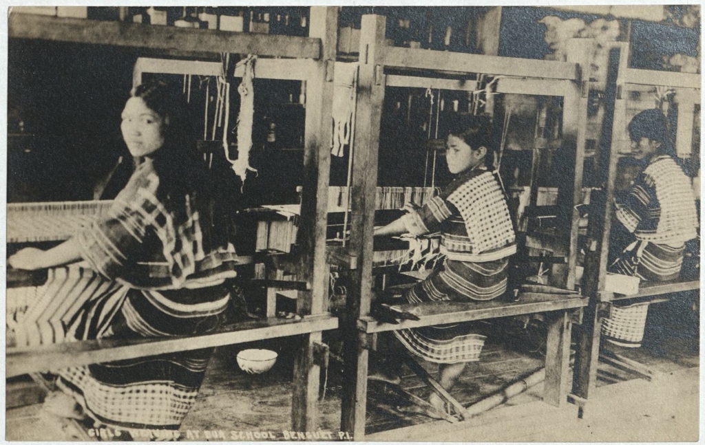 Girls Weaving at Bua School, Benguet, P. I.