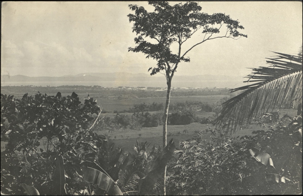 [Untitled – View from hill across to lake].