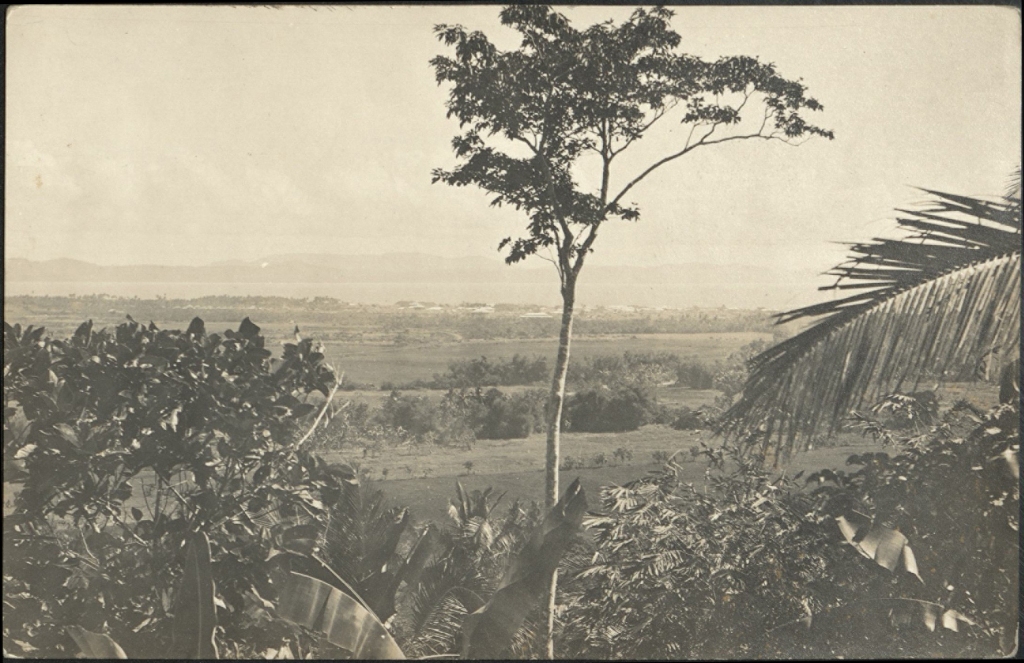 [Untitled – View from hill across to lake].
