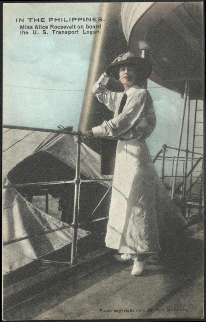 IN THE PHILIPPINES. Miss Alice Roosevelt on board the U.S. Transport Logan.