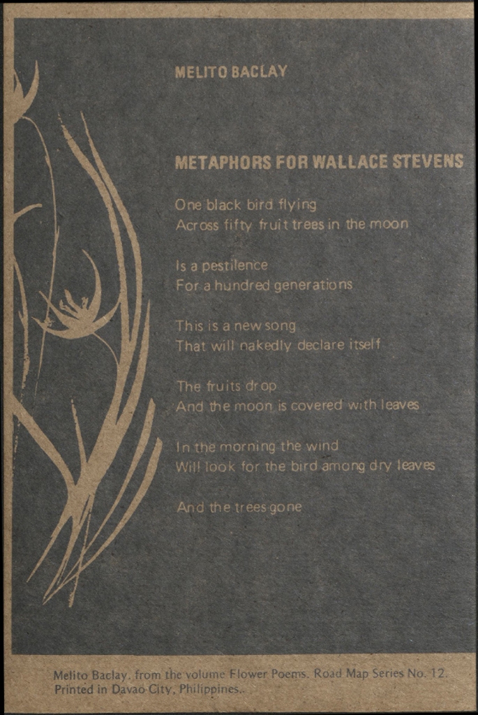 Melito Baclay. From the volume Flower poems.