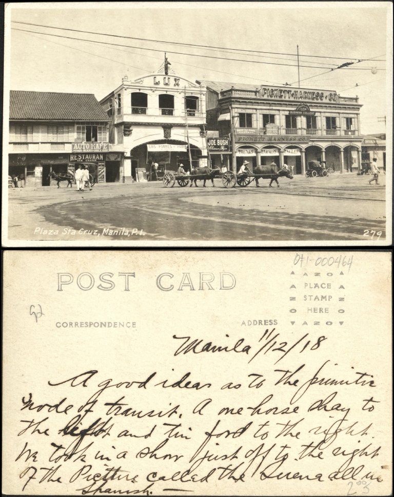 Plaza Sta Cruz, Manila, P. I.