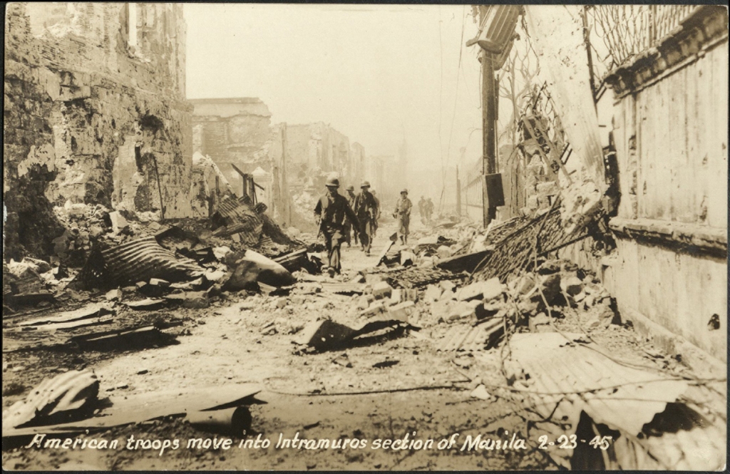 American troops move into Intramuros section of Manila, 2-23-45.