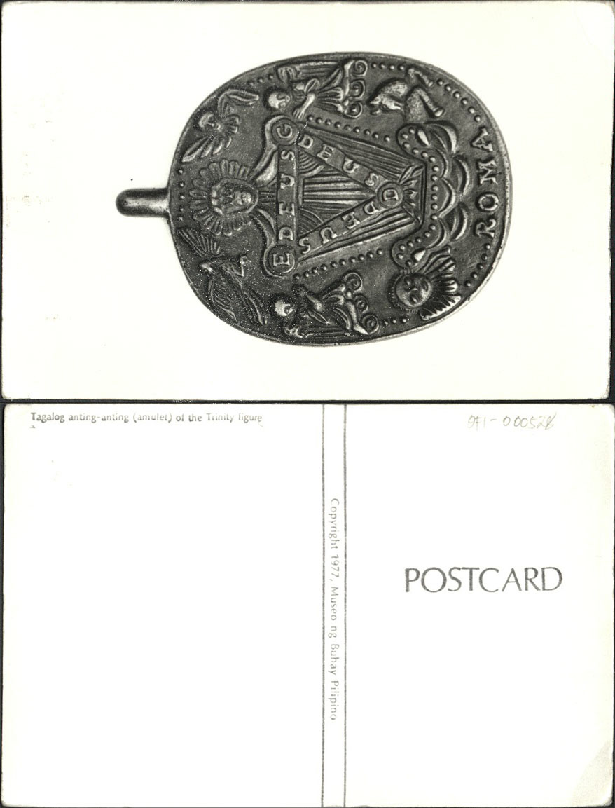 Tagalog anting-anting (amulet) of the Trinity figure.