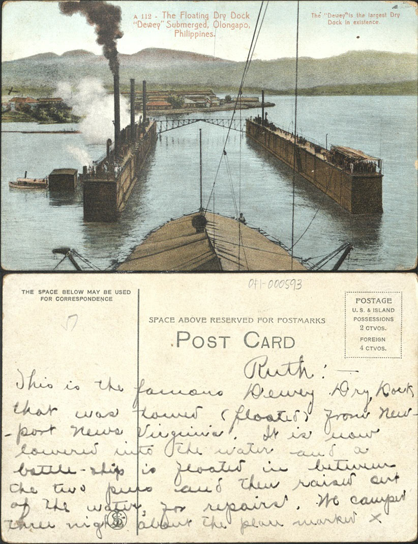 A 112 � The floating dry dock �Dewey� submerged, Olongapo, Philippines. The �Dewey� is the largest dry dock in existence.