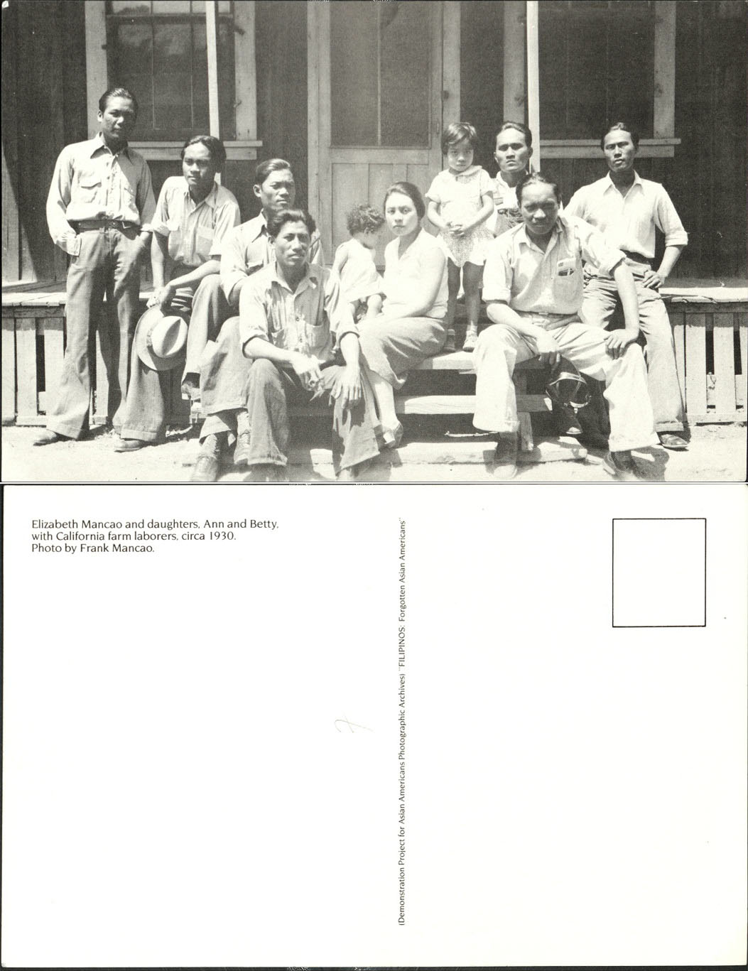 Elizabeth Mancao and daughters, Ann and Betty, with California farm laborers.