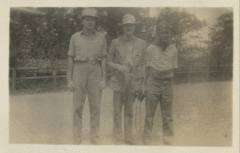 Igor [Igor Sergei Arkhangelsky], Mr. [Harrison] Hole, and Mr. [Edson H.] Cooper at the start of the Northern Hike.
