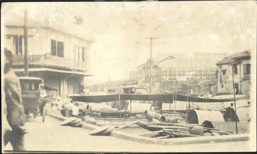 [Untitled – Boats at a wharf along a river – Pasig River in Manila?]