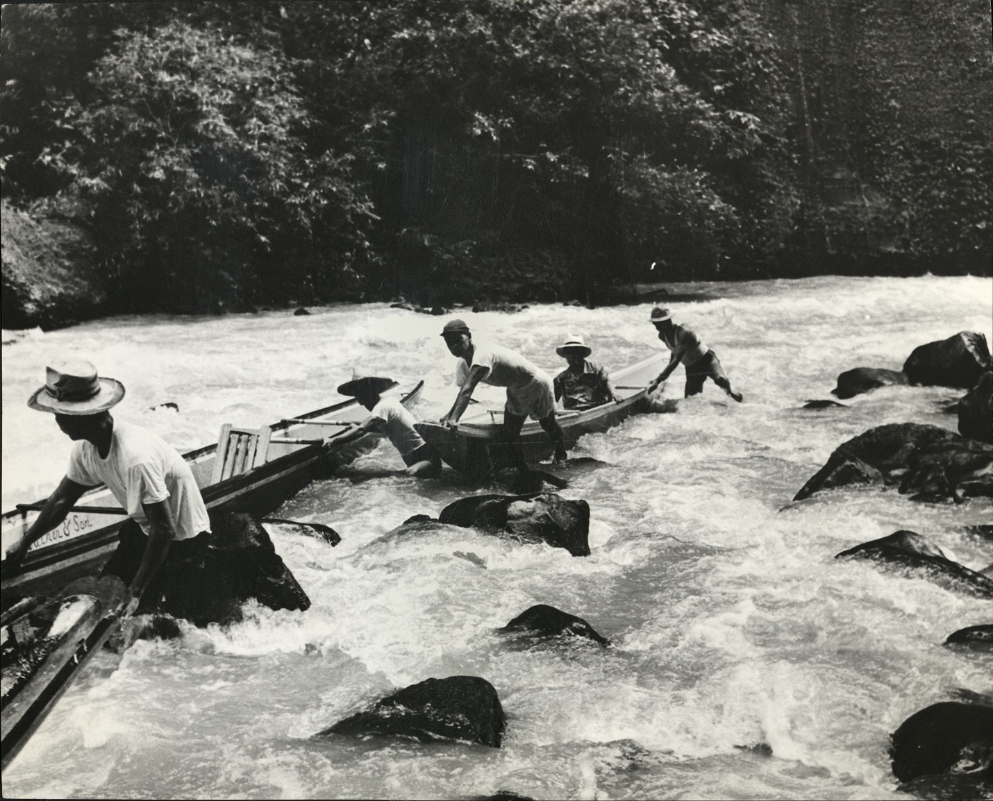 Going up the rapids to Pagsanjan Falls, Pagsanjan, Laguna.