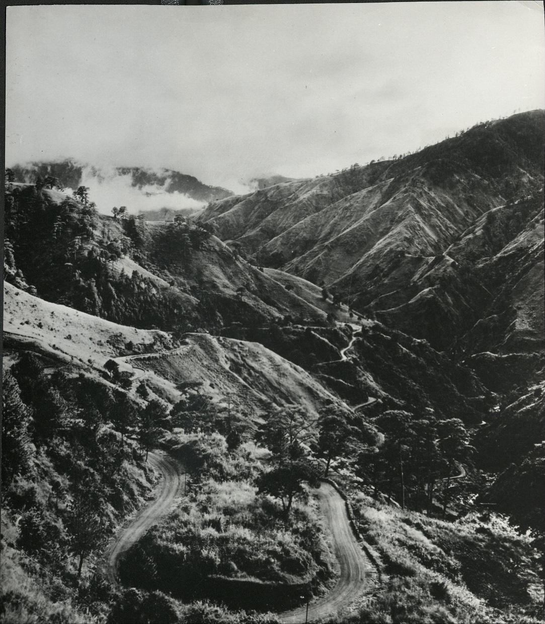 PHILIPPINES: View of countryside in Northern Luzon, with its winding road and dense foliage. (…) {The zig-zag, Bauguio].