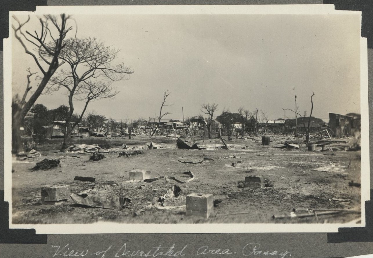 View of devastated area, Pasay. (Scenes on this page taken immediately after the fire which entirely devastated Pasay District and rendered many homeless).