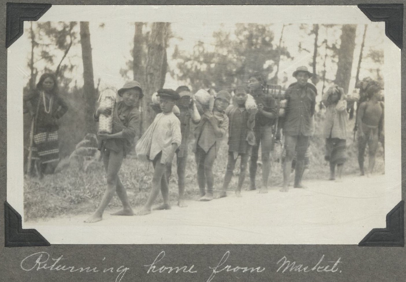 Returning home from market.