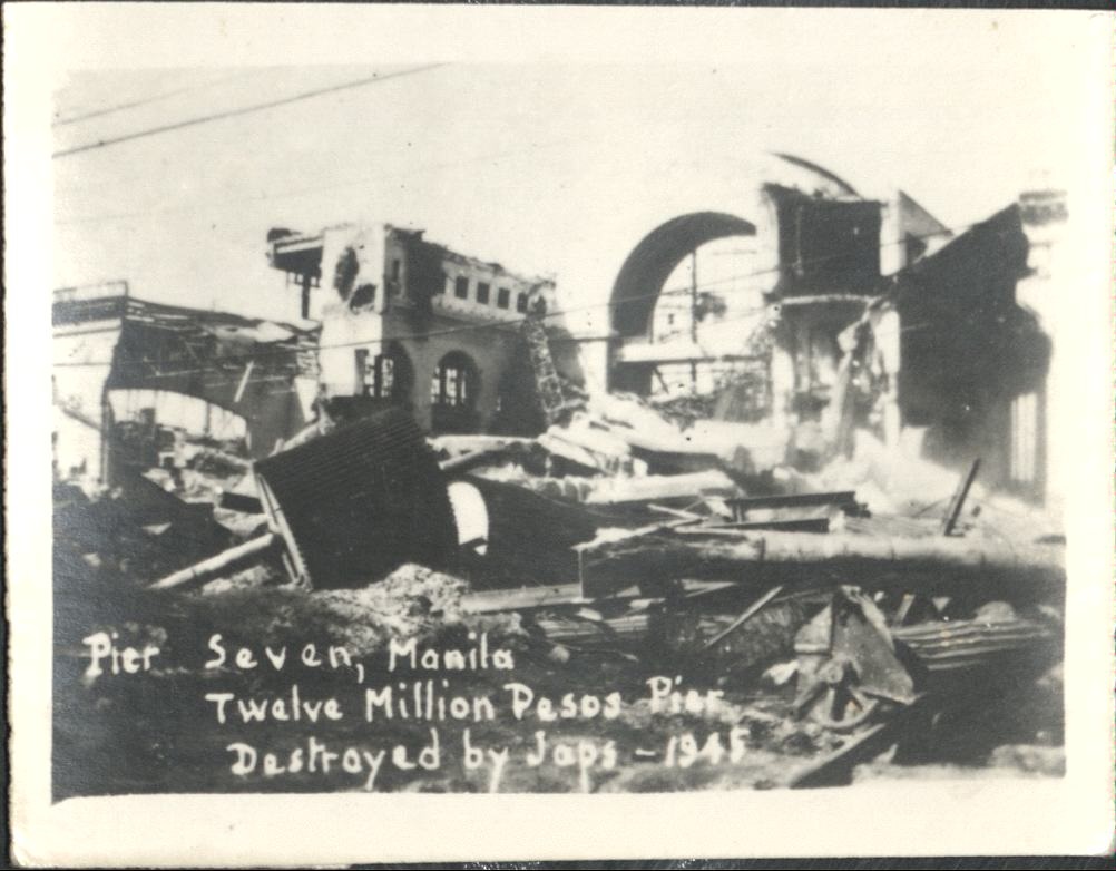Pier Seven, Manila. Twelve million pesos pier destroyed by Japs – 1945.