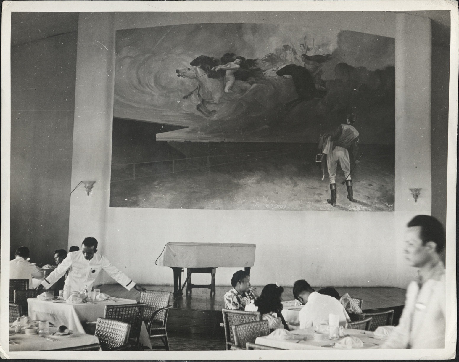 161. PHILIPPINES: Clubhouse dining room of the Santa Ana race track at Manila, one of the most modern establishments in the islands.  Jacobs – 1214.