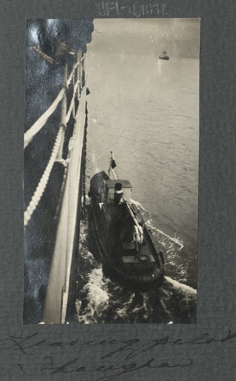 Leaving pilot [boat], Shanghai.