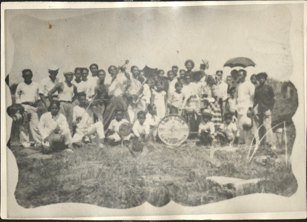 Band which just played for funeral procession, Luzon, 1945
