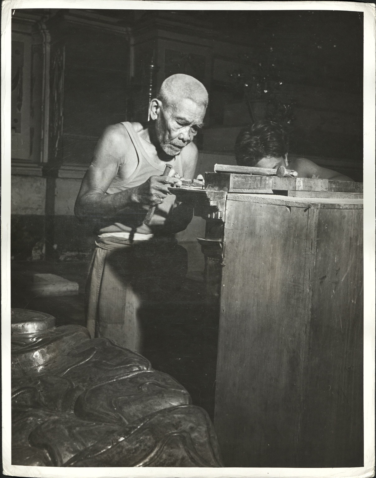 37. PHILIPPINES – Manila. Young and old natives of Manila work side by side on the program of rebuilding the bomb-torn city.  J-1441.