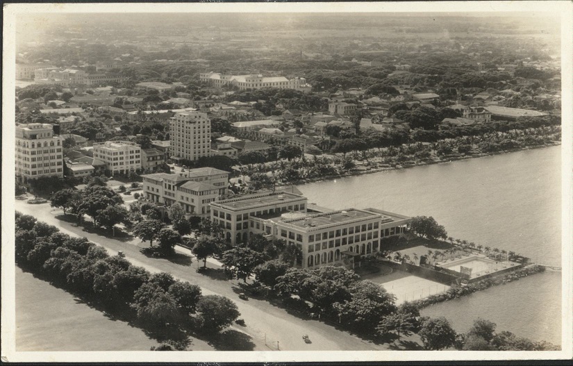 Aerial view of Army & Navy Club, Elks Club, and Bay View Hotel.