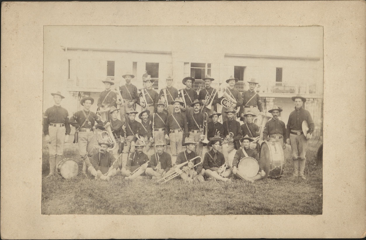 Band of the 42nd Inf. [Infantry] U.S.V. [U.S. Volunteers]. Taken at El Deposito, P. I.
