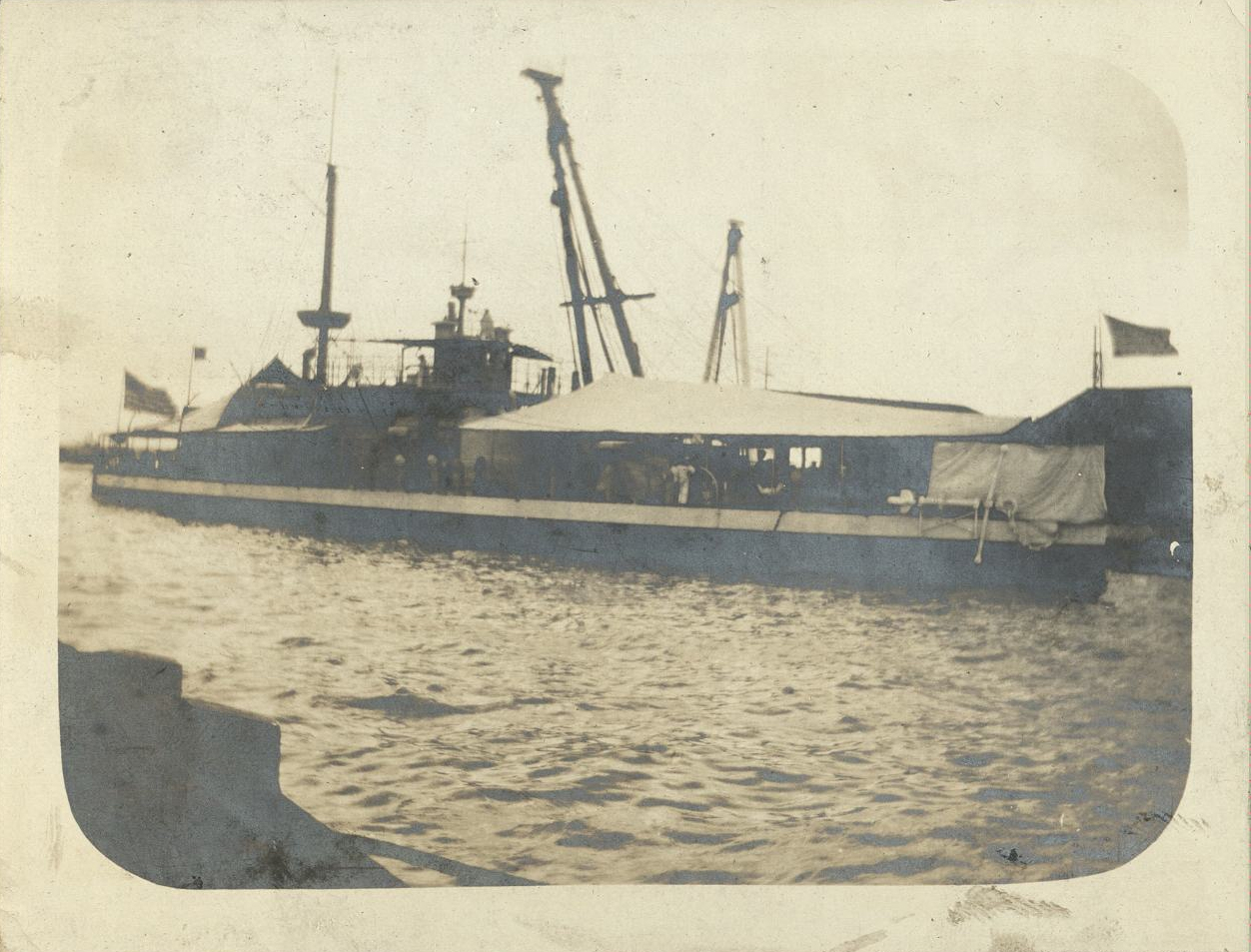 [Untitled – Ship docked at pier, Cavite?].