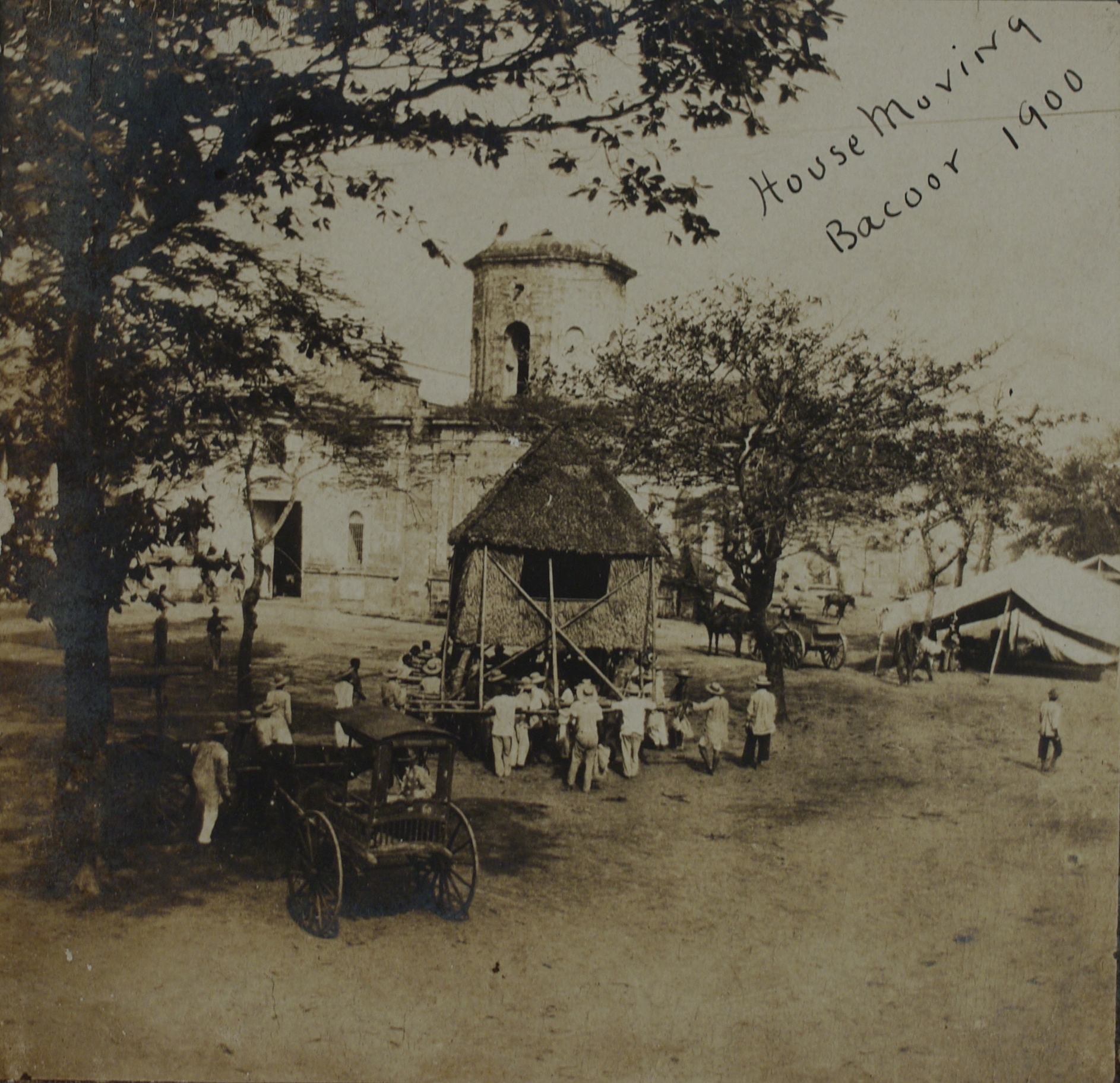 House moving, Bacoor [Cavite], 1900.