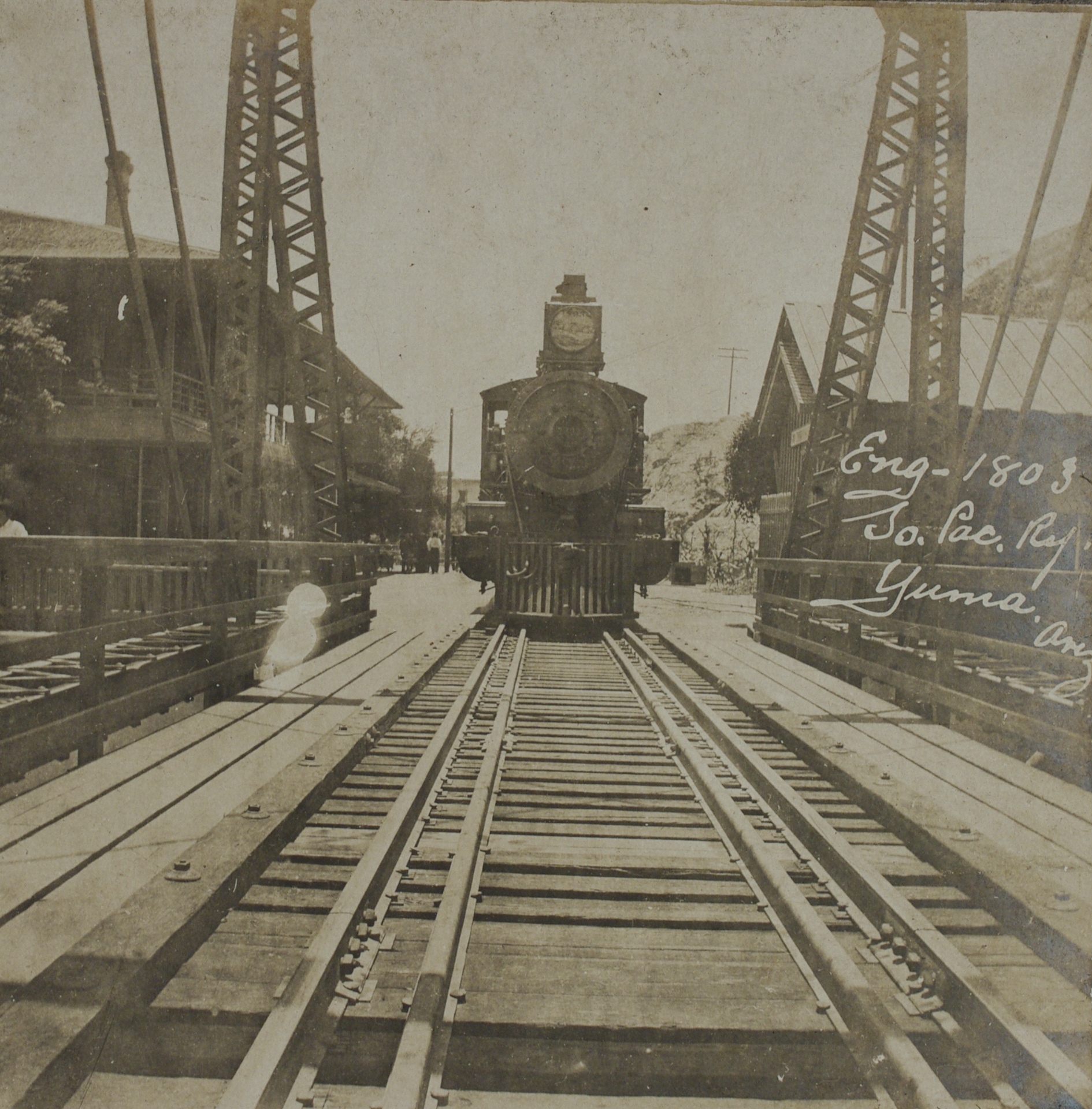 Eng. [Engine] 1803, So. Pac. Ry. [Southern Pacific Railway], Yuma, Ariz. [Arizona].