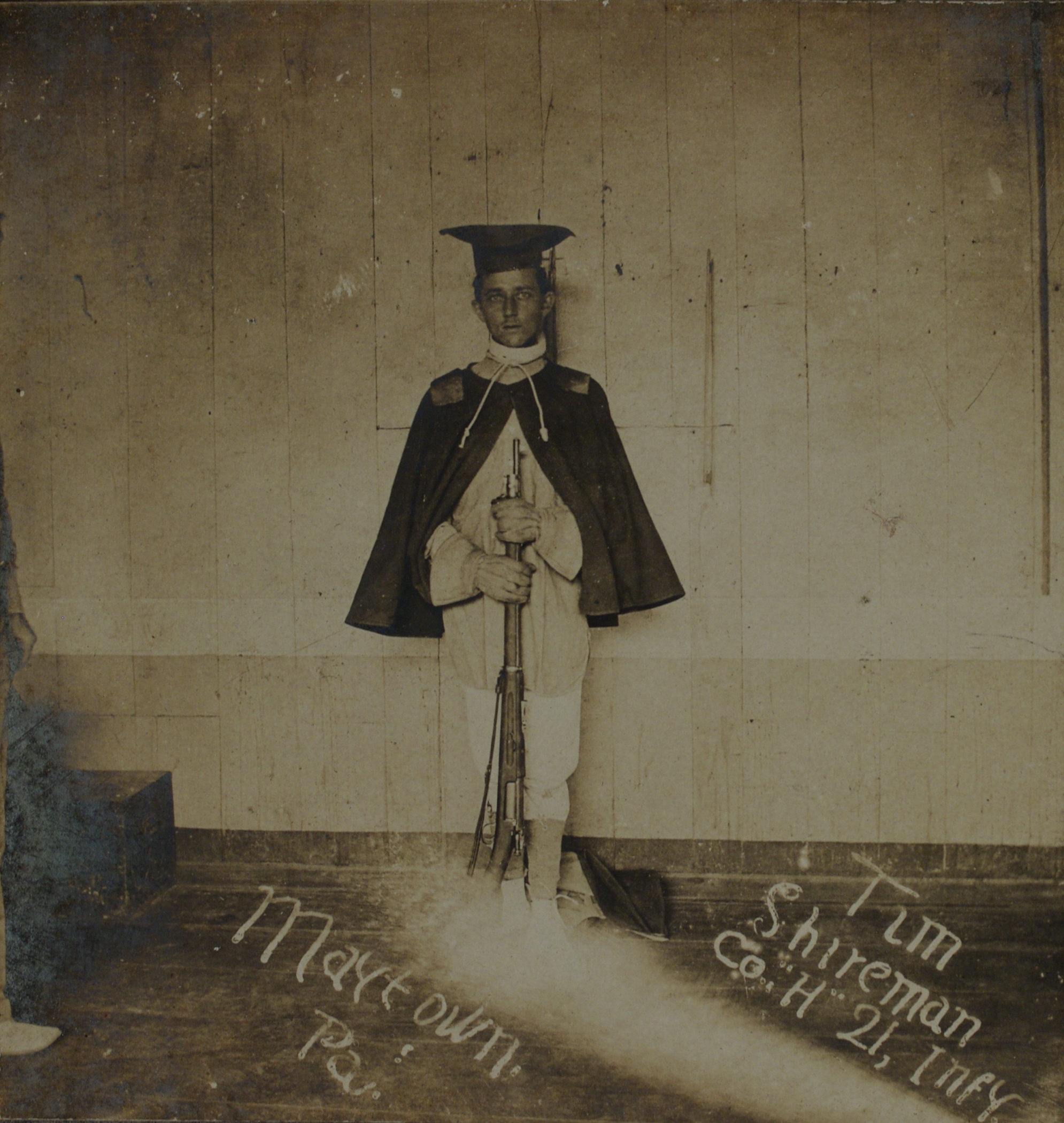 Tim Shireman, Co. [Company] “H” 21st Infy [Infantry], Maytown, Pa. [Pennsylvania].