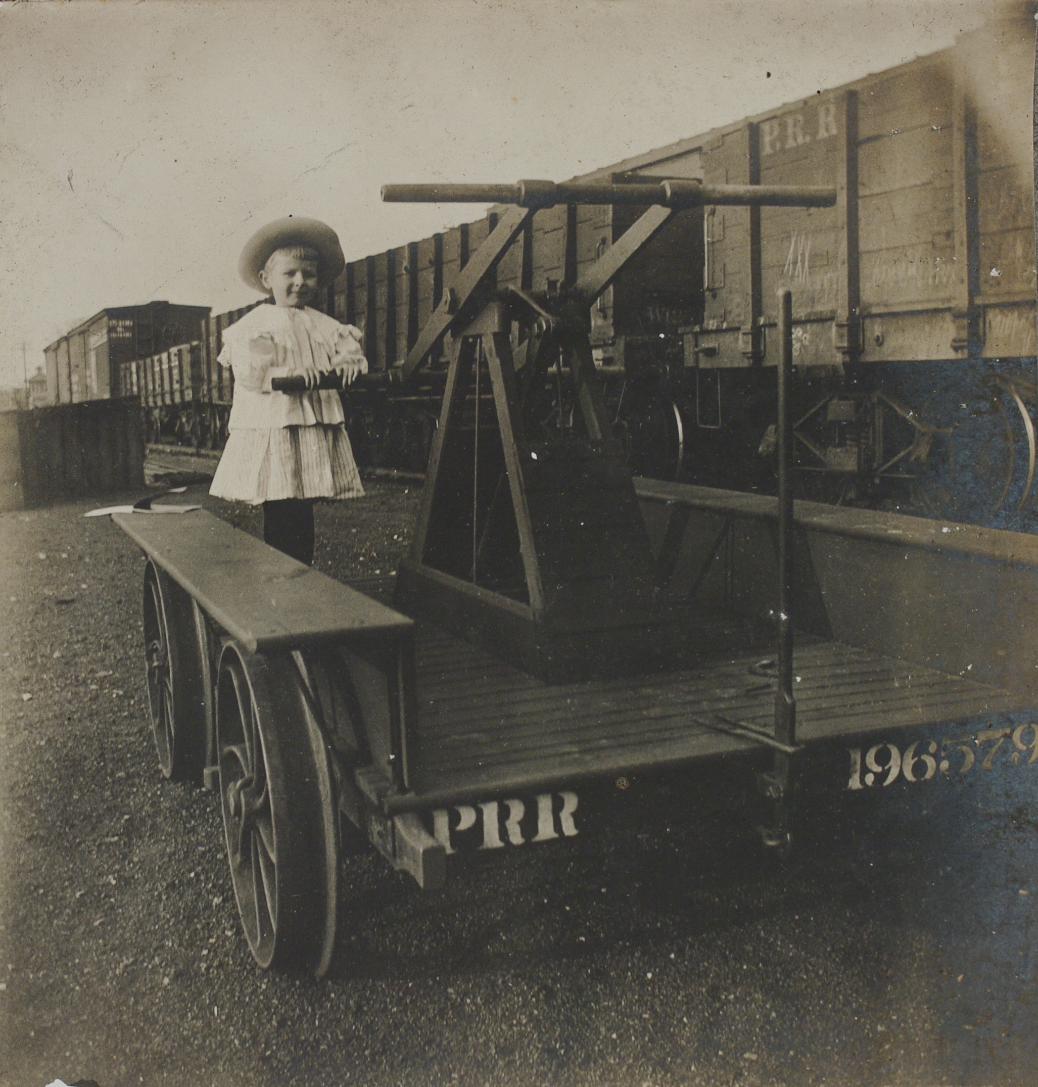 [Untitled – Young child on a Pennsylvania Railroad hand car].