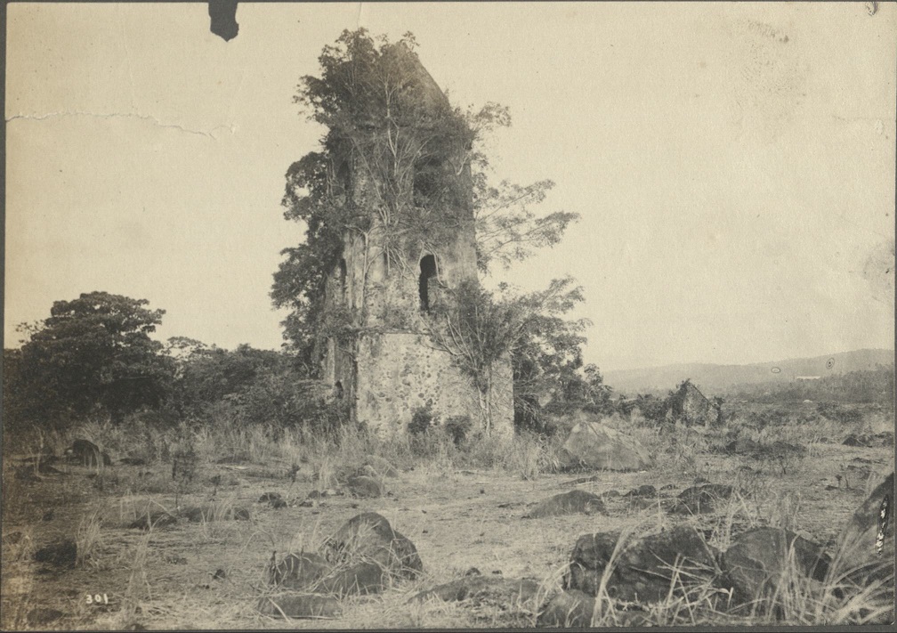 [Untitled – Cagsawa Church ruins at Daraga, Albay, buried in lava].