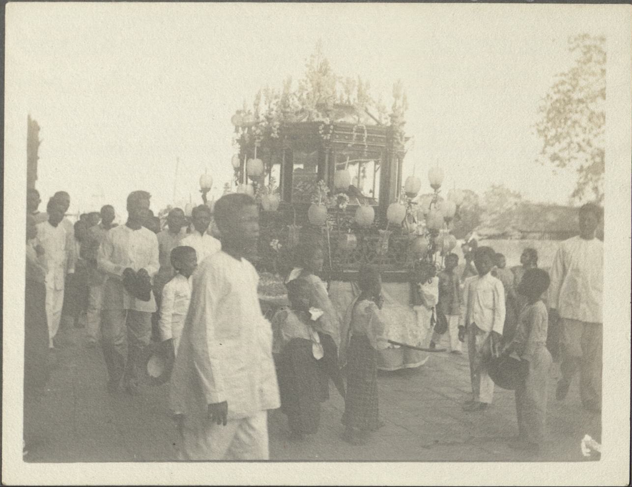 Car drawn in procession.