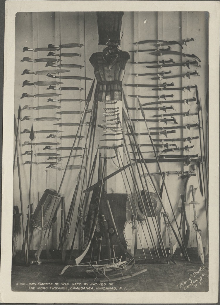 160. Implements of war used by natives of the Moro Province, Zamboanga, Mindanao, P. I.