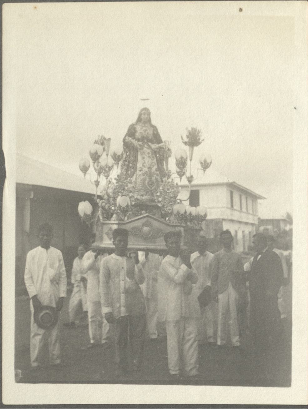 One of the floats carried in processions representing the Virgin Mary.