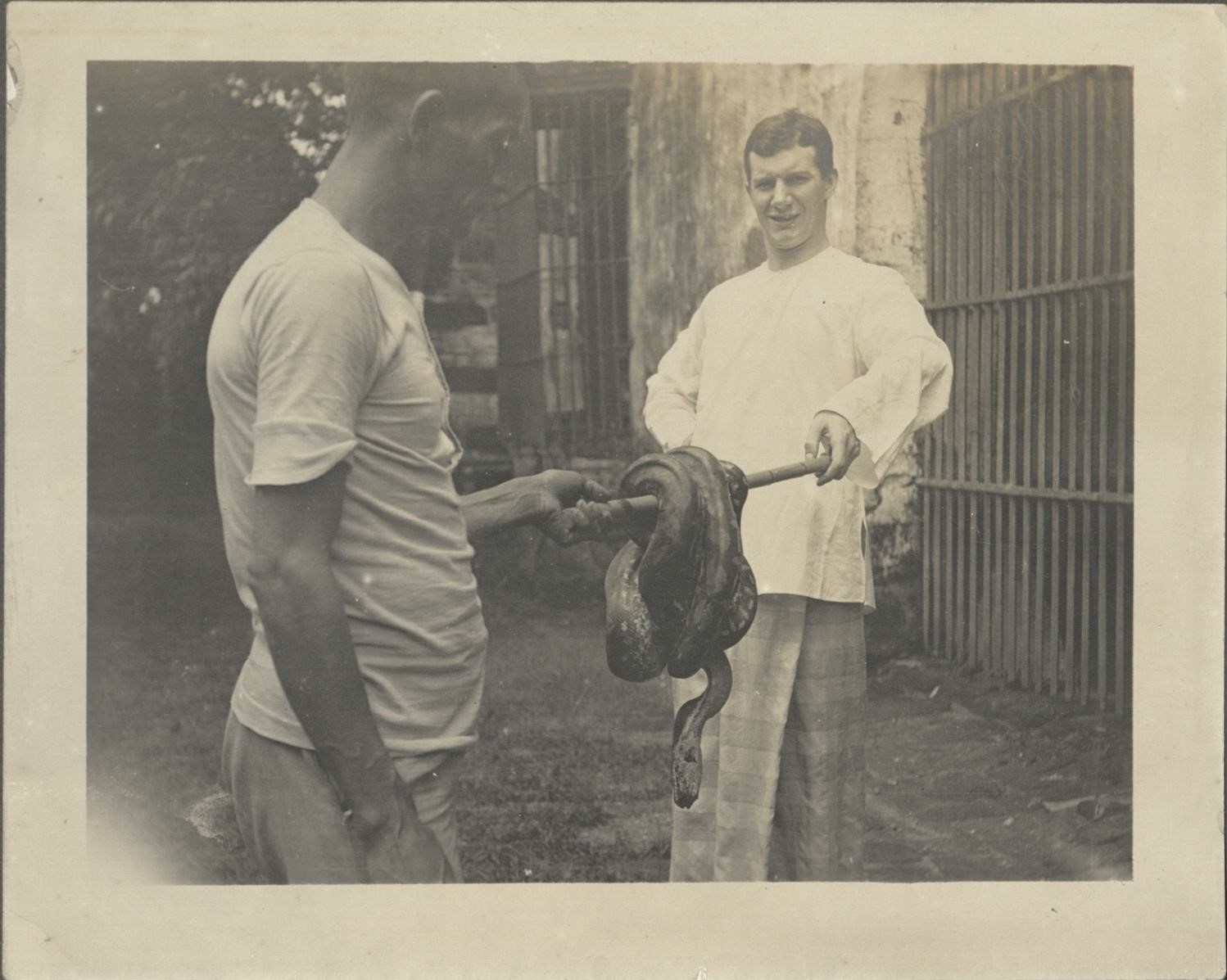 {Untitled – Two men with a big snake].