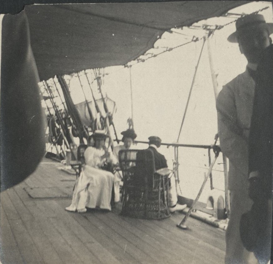 [Untitled – Expatriates on board an inter-island ship].