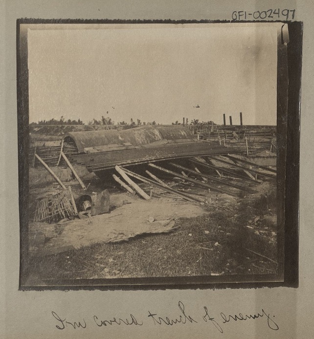 Tin covered trench of enemy.