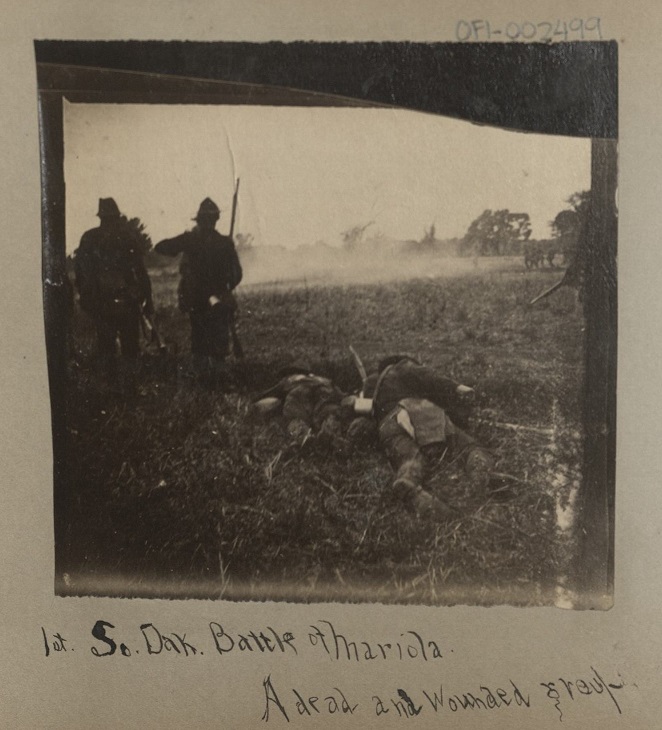 1st So. Dak. [South Dakota Volunteers], Battle at Mariola. A dead and wounded group.