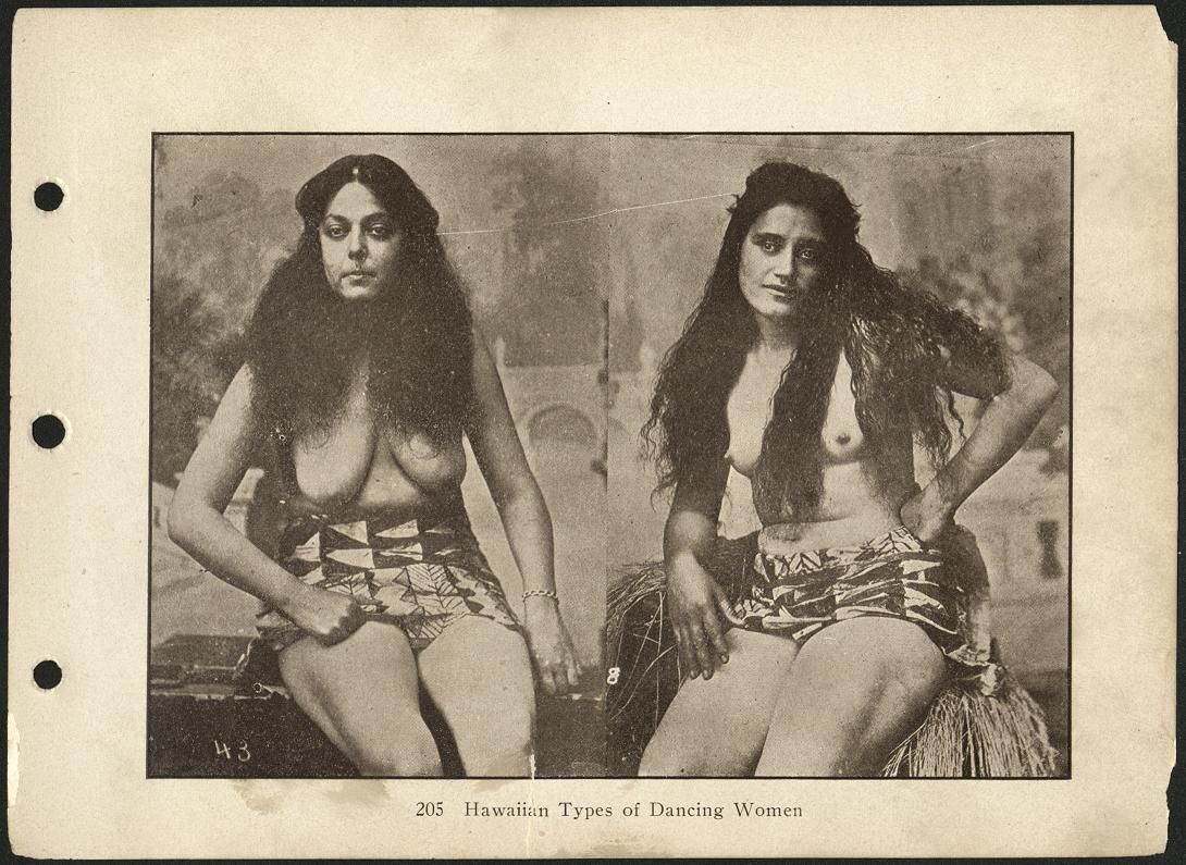 Hawaiian types of dancing women.