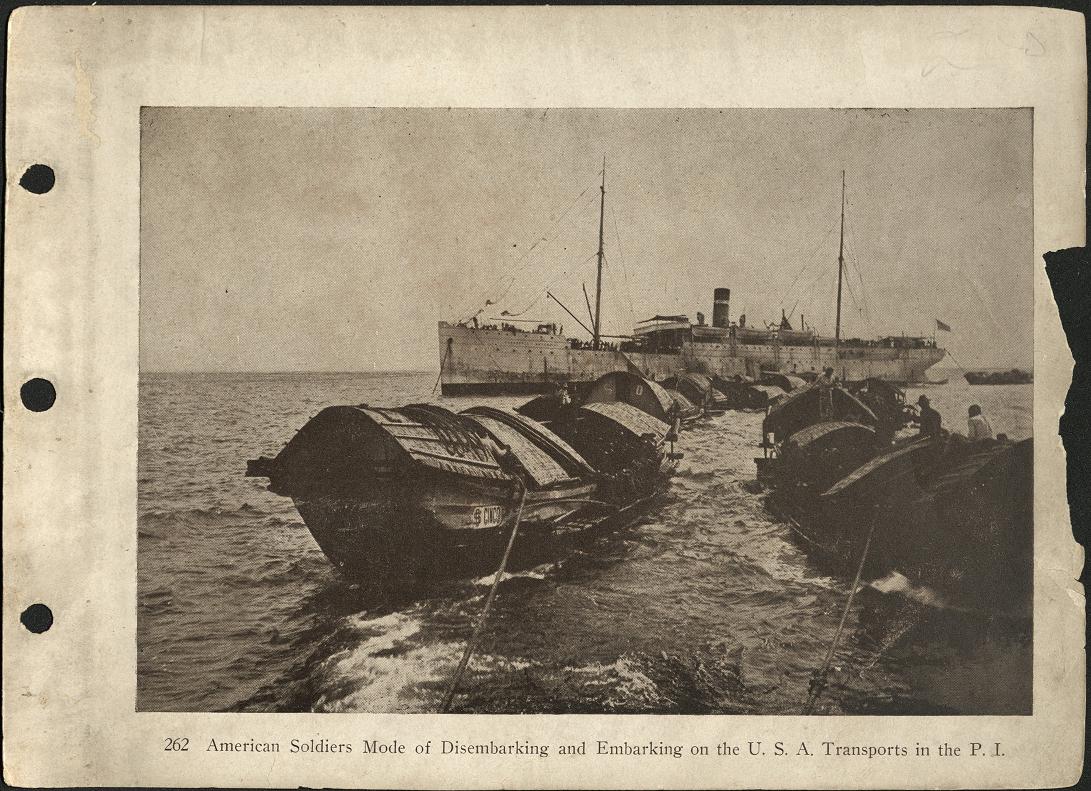 262. American soldiers mode of disembarking and embarking on the U.S.A. transports in the P. I.