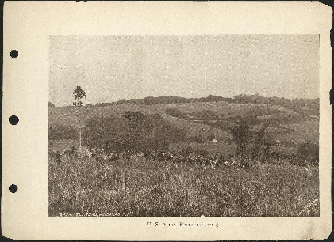 U.S. Army reconnoitering. Bayan Plateau, Mindanao, P. I.