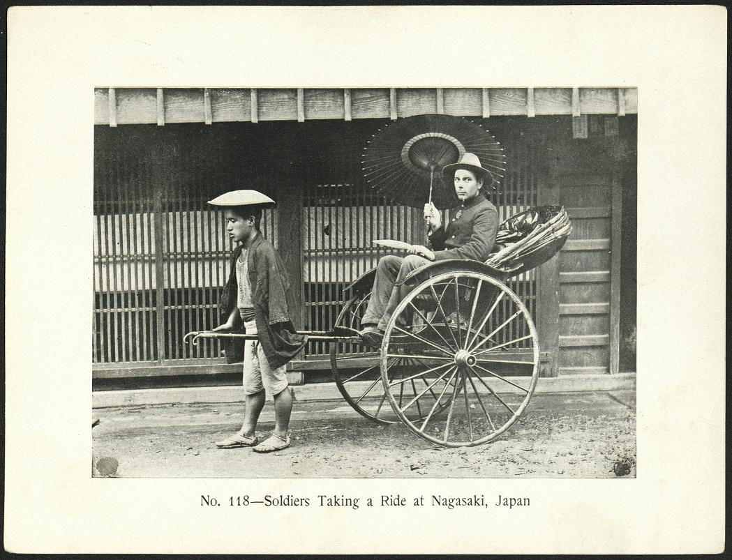 No. 118 – Soldiers taking a ride at Nagasaki, Japan.