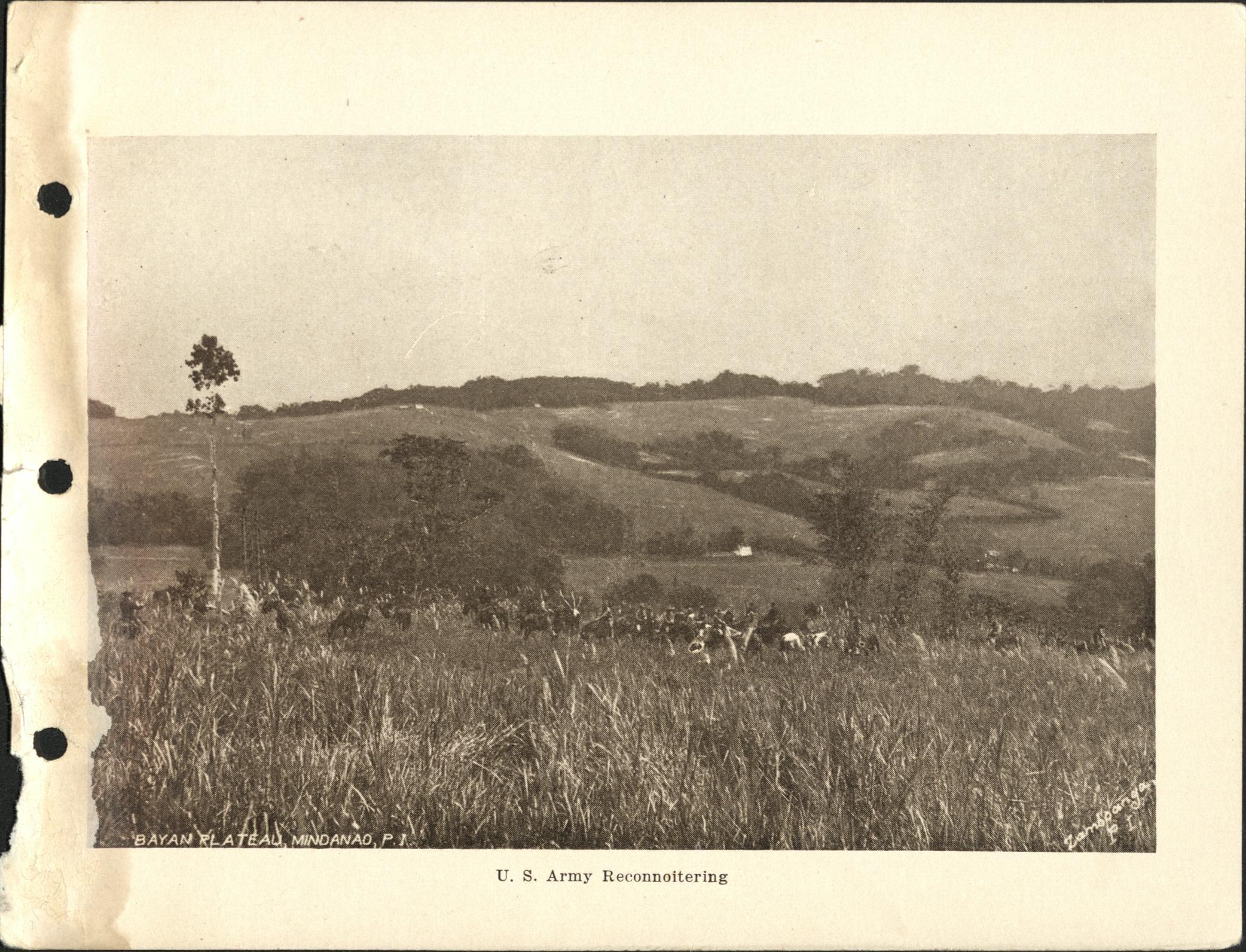 U.S. Army reconnoitering. Bayan Plateau, Mindanao, P. I.