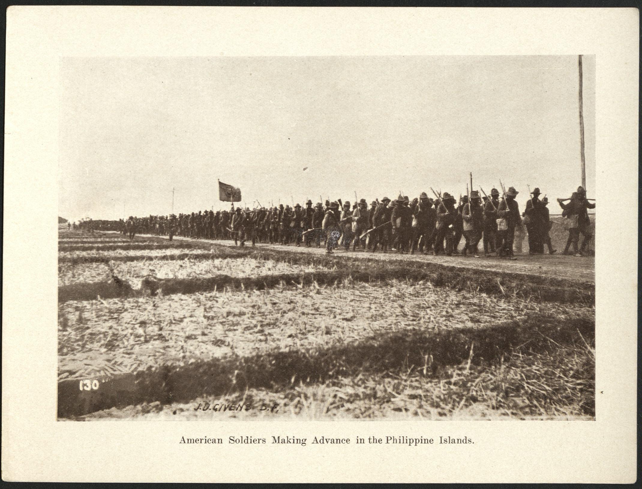130. American soldiers making advance in the Philippine Islands.