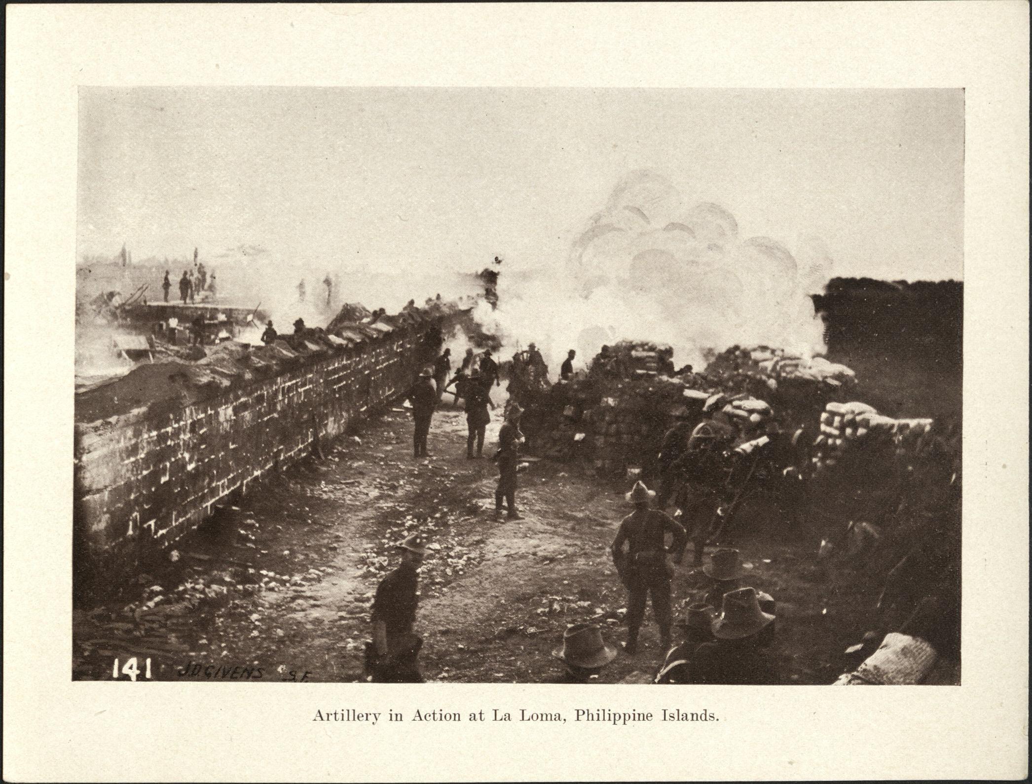 141. Artillery in action at La Loma, Philippine Islands.