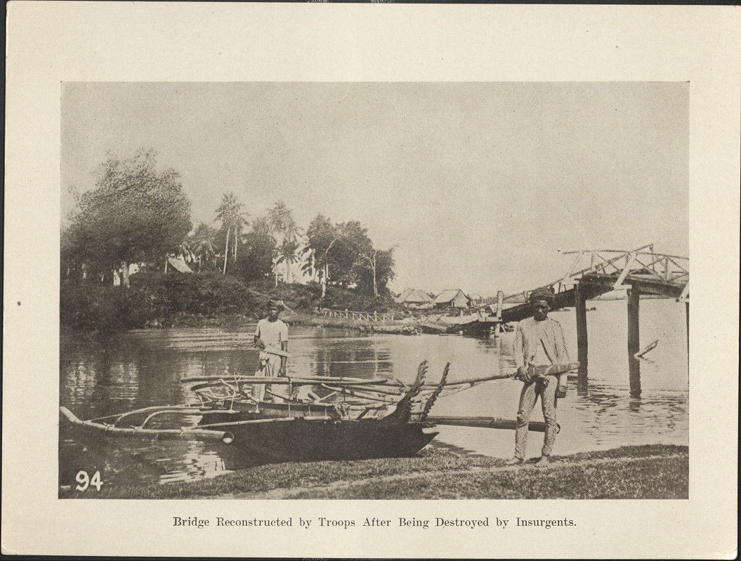 94. Bridge reconstructed by troops after being destroyed by insurgents.