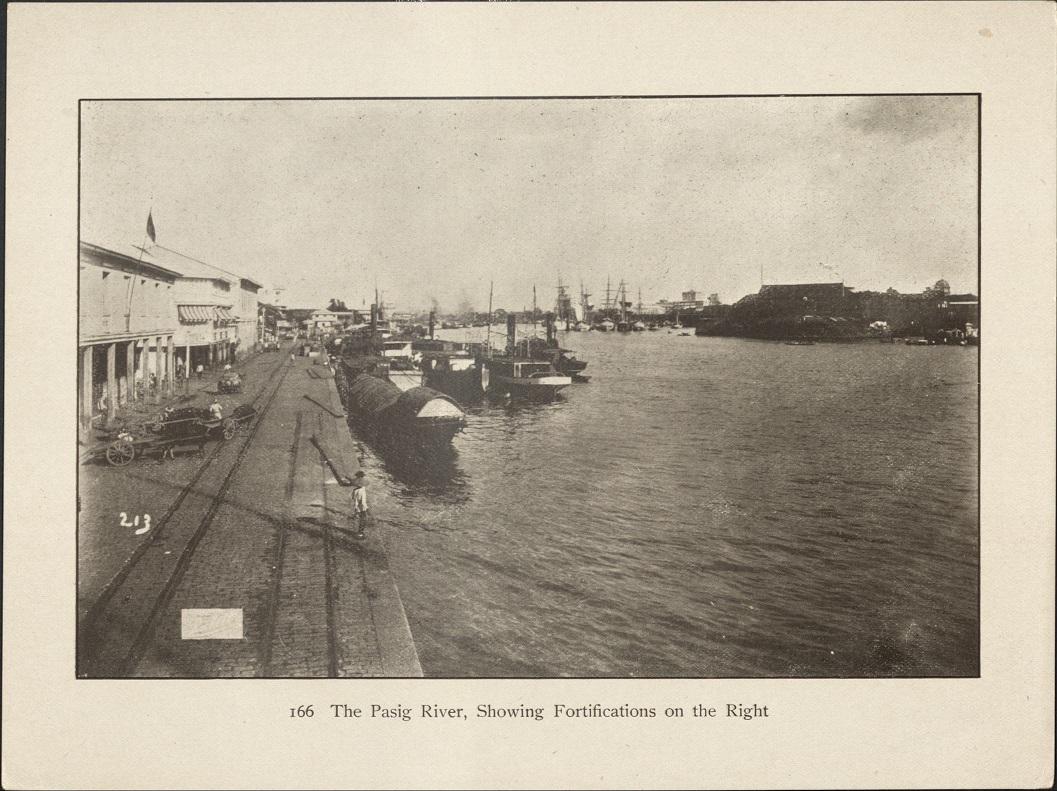 166. The Pasig River, showing fortifications on the right.