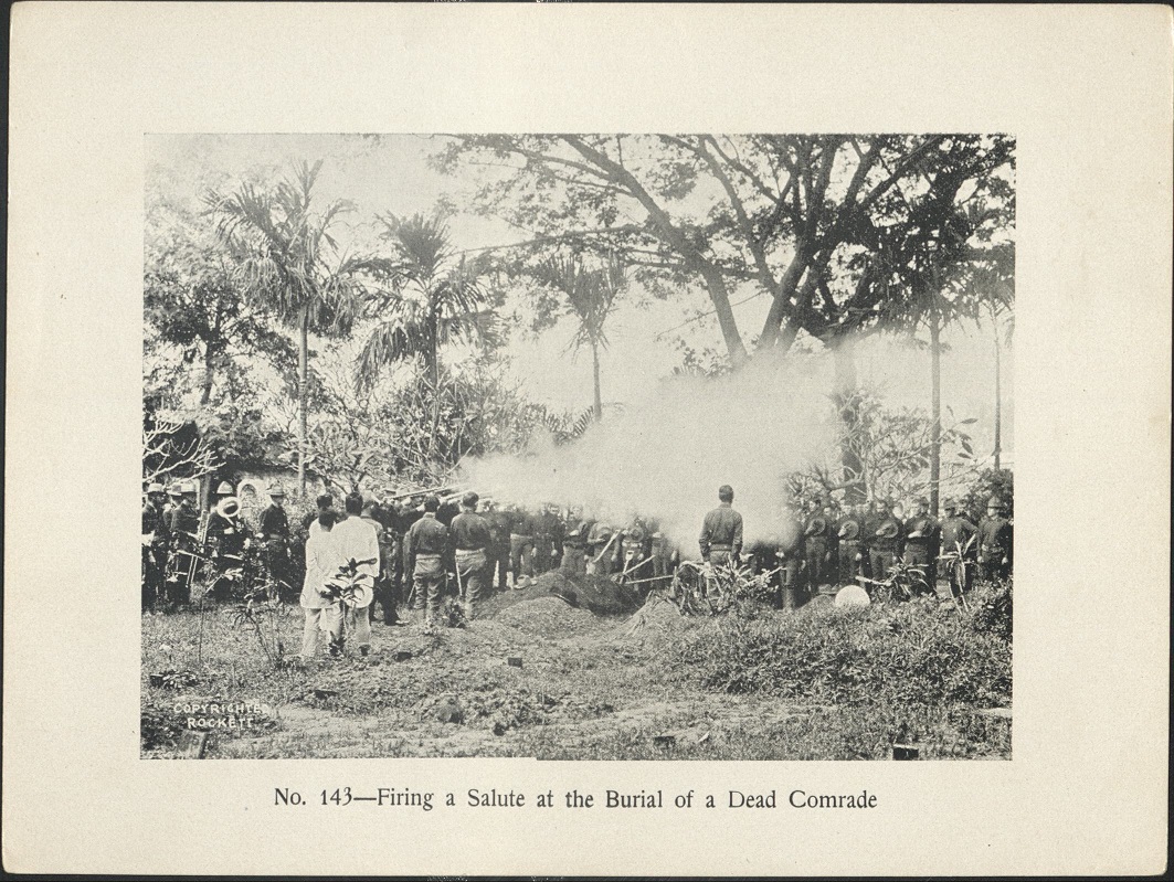 No. 143 – Firing a salute at the burial of a dead comrade.