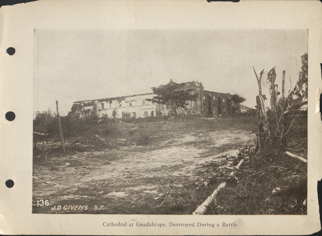 136. Cathedral at Guadaloupe [Guadalupe – Makati], destroyed during a battle.