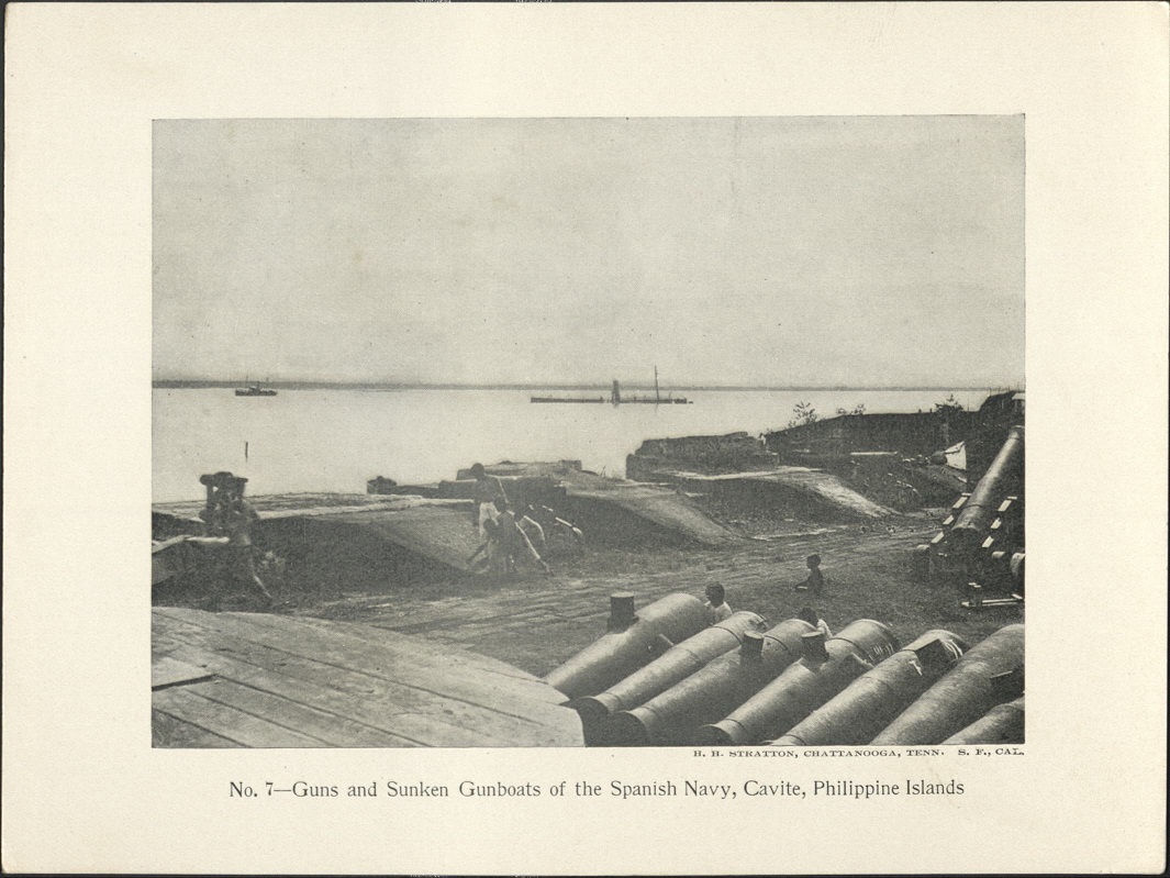 No. 7 – Guns and sunken gunboats of the Spanish Navy, Cavite, Philippine Islands.
